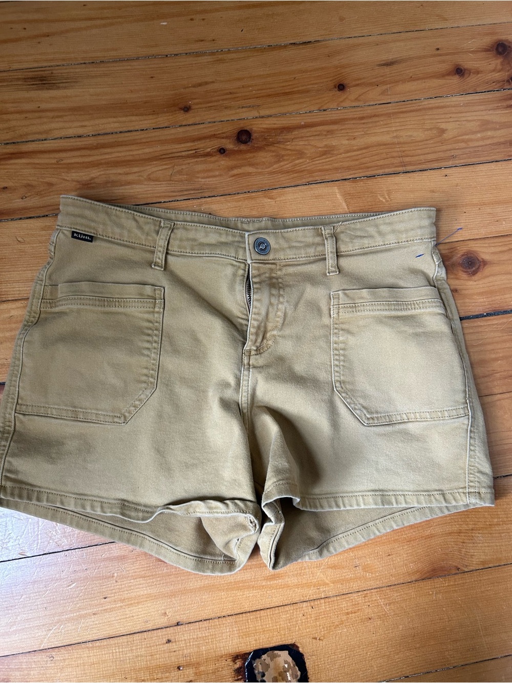 Kuhl women’s denim shorts 12 khaki tan